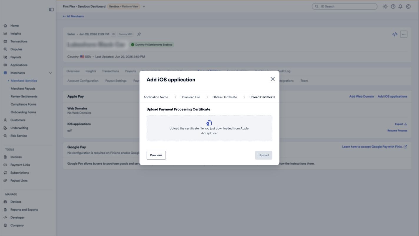 Apple Pay iOS Upload Certificate