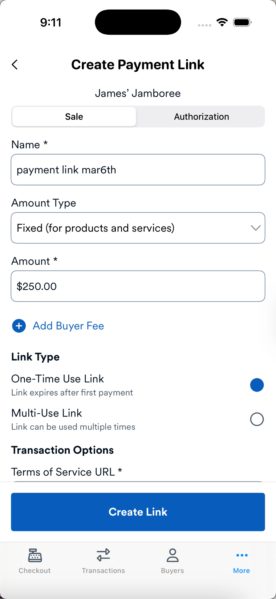 Finix Checkout iOS App - Payment Links