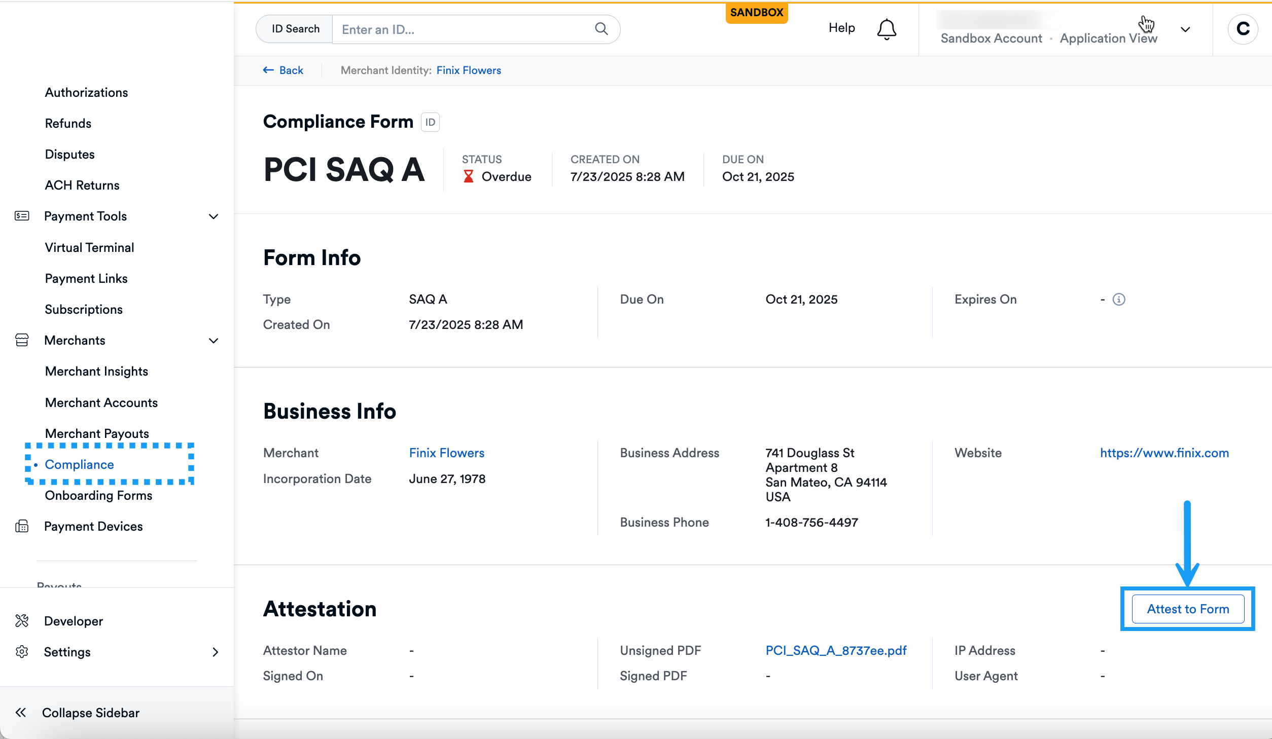 Application Compliance Screen Attest Button