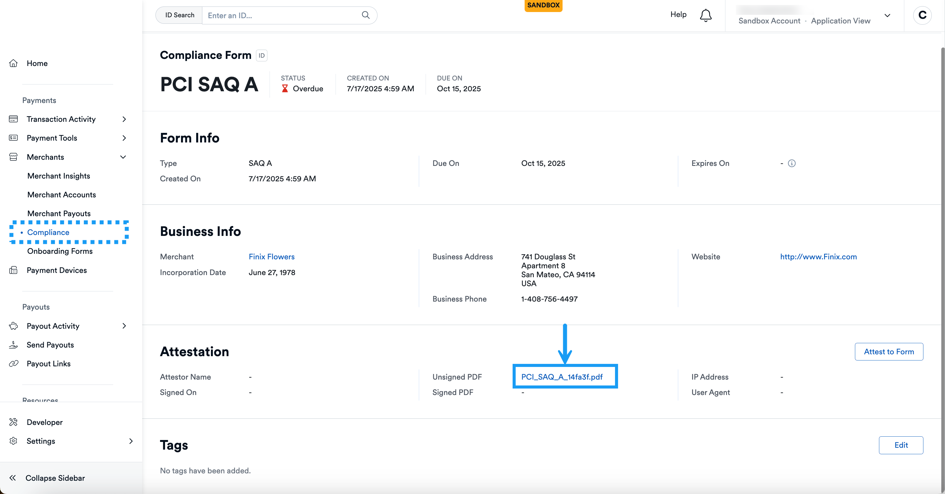 Application Compliance Screen Unsigned Link