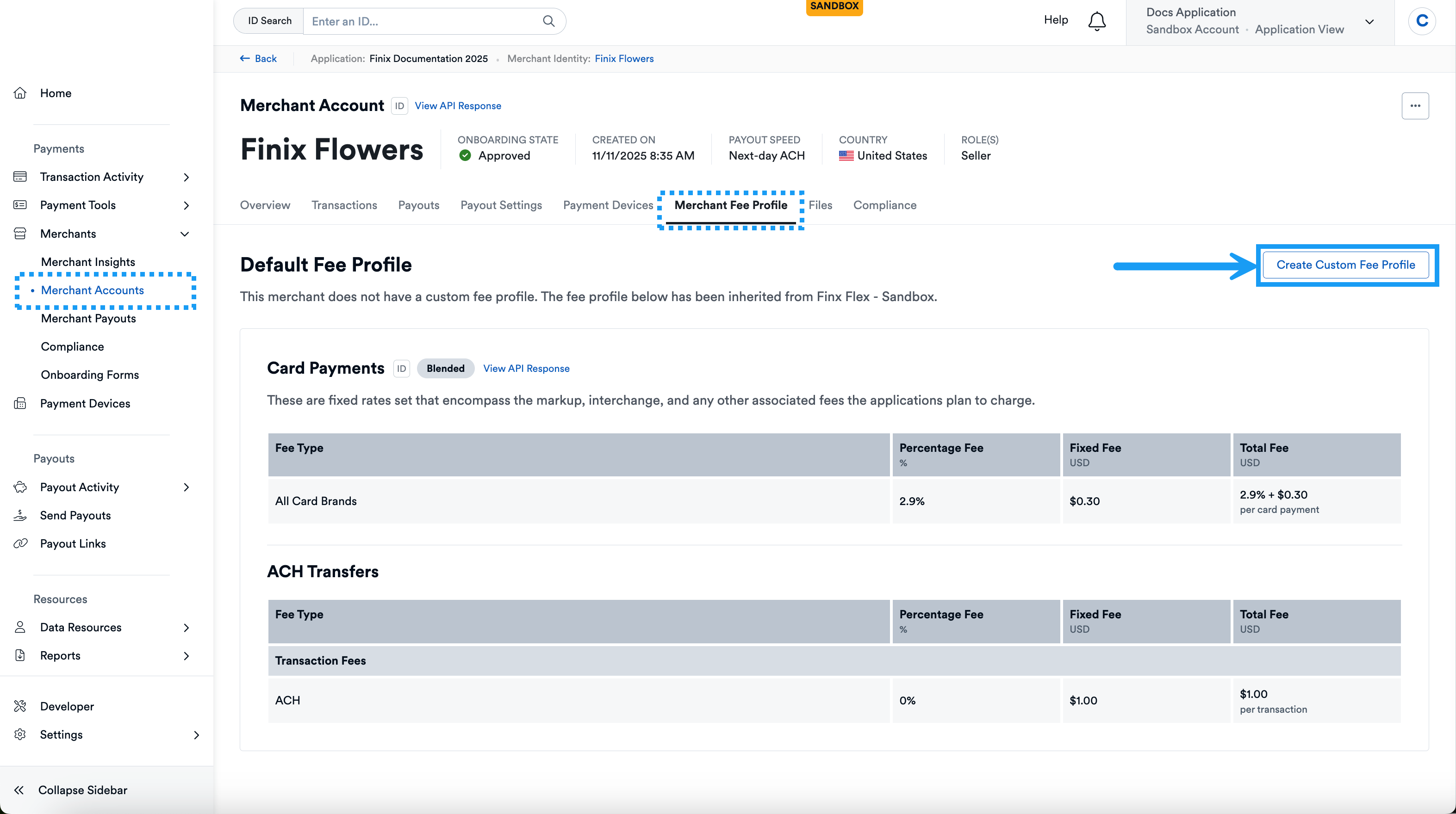 Create a Custom Fee Profile