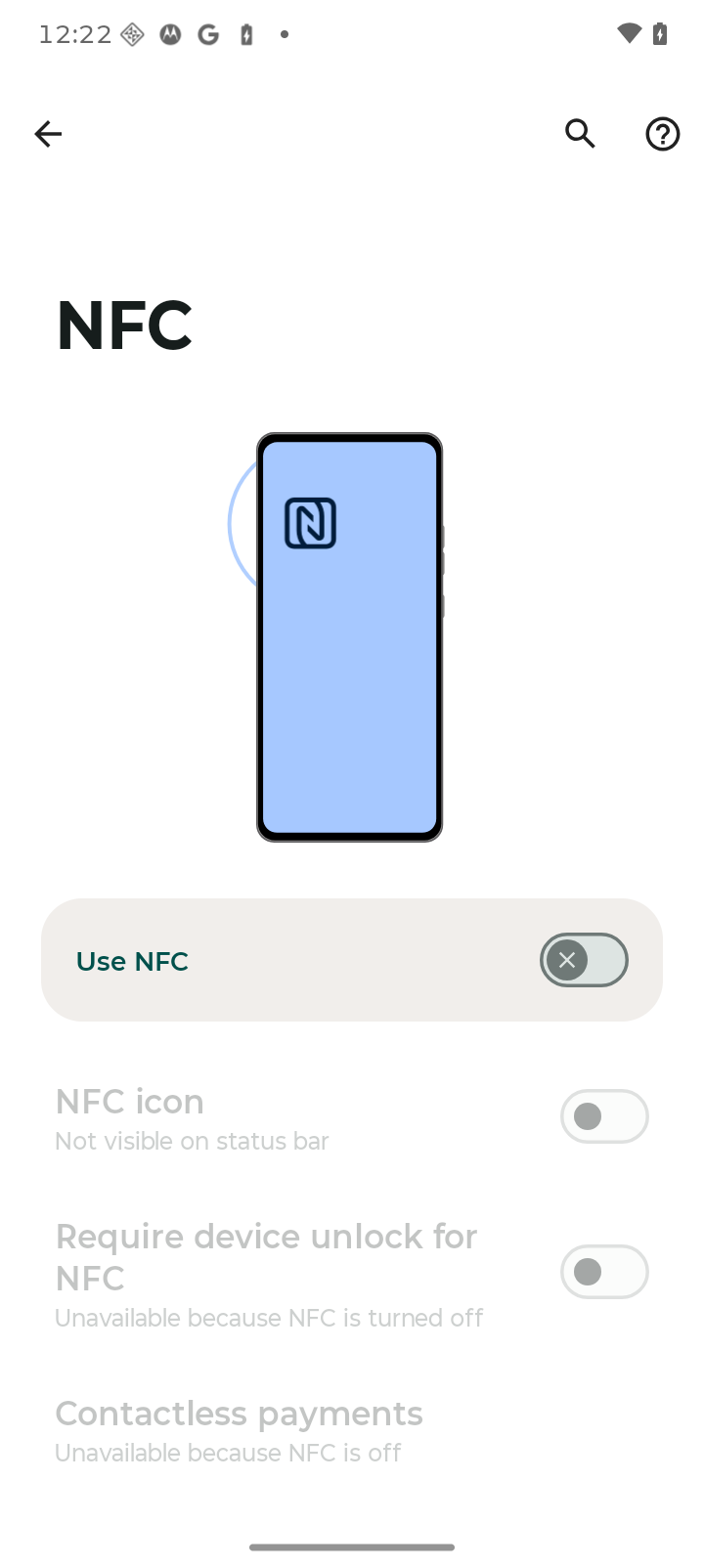 NFC toggle off