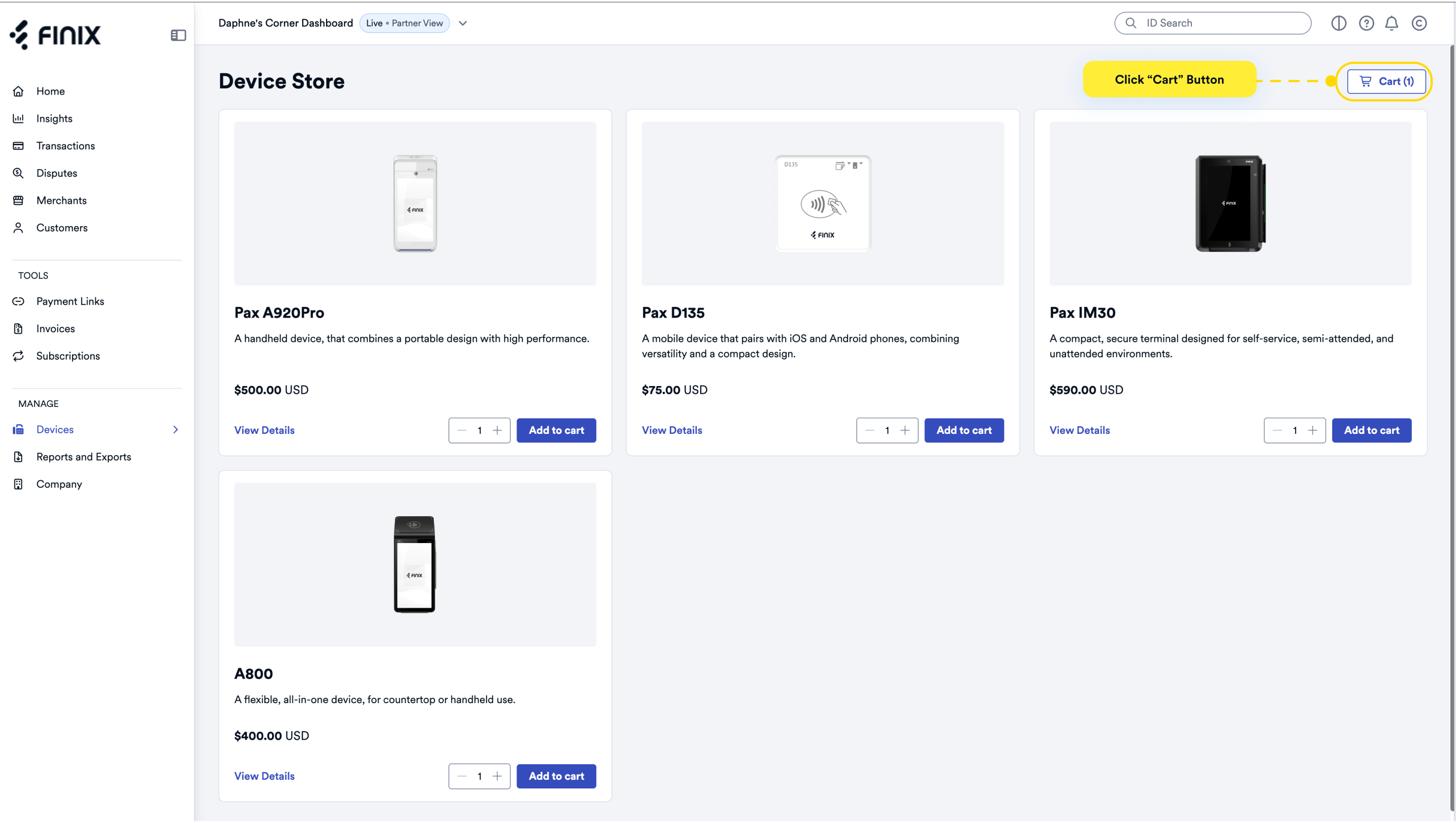 Device Store - Cart Button
