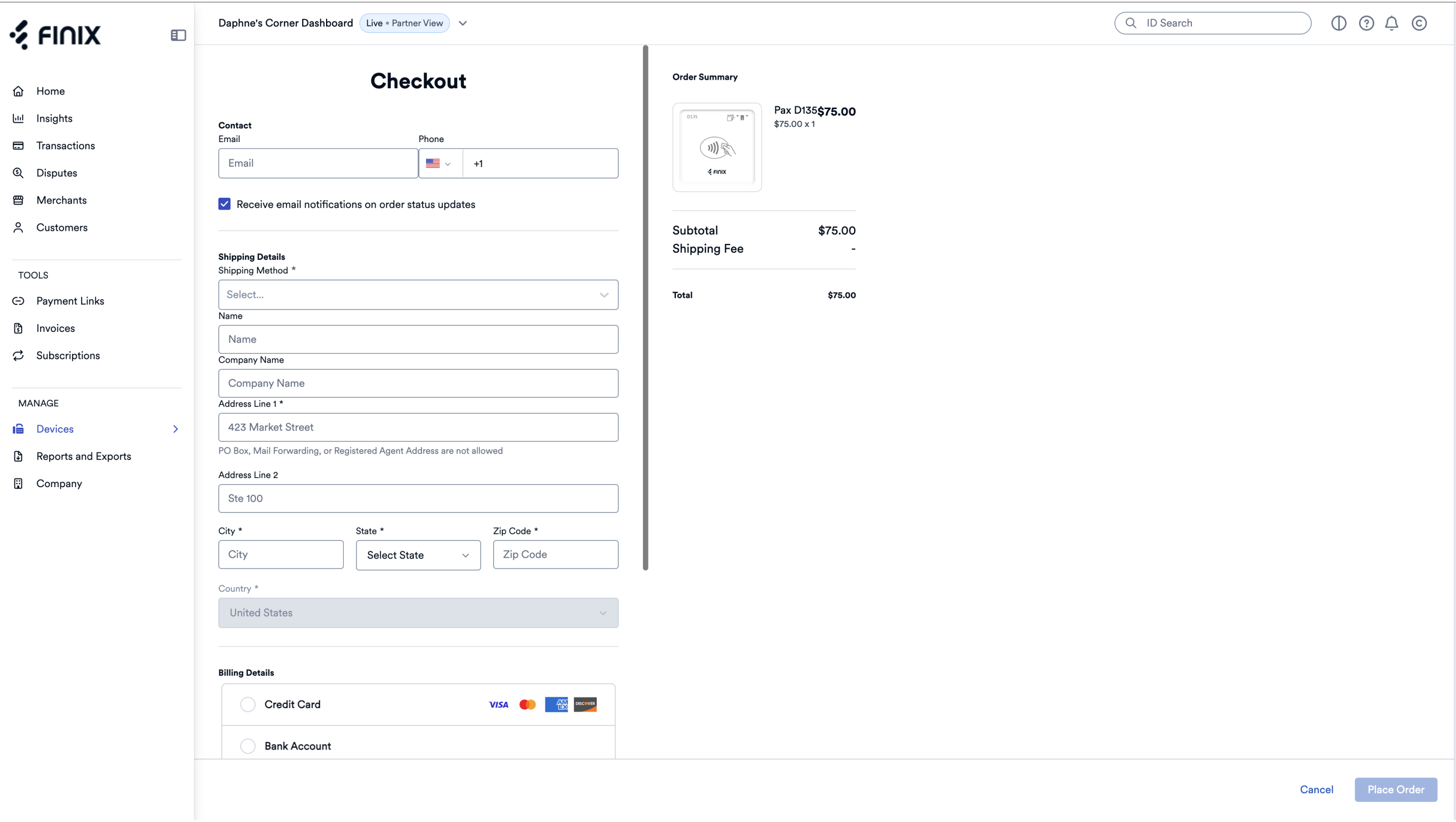 Device Store - Checkout Form