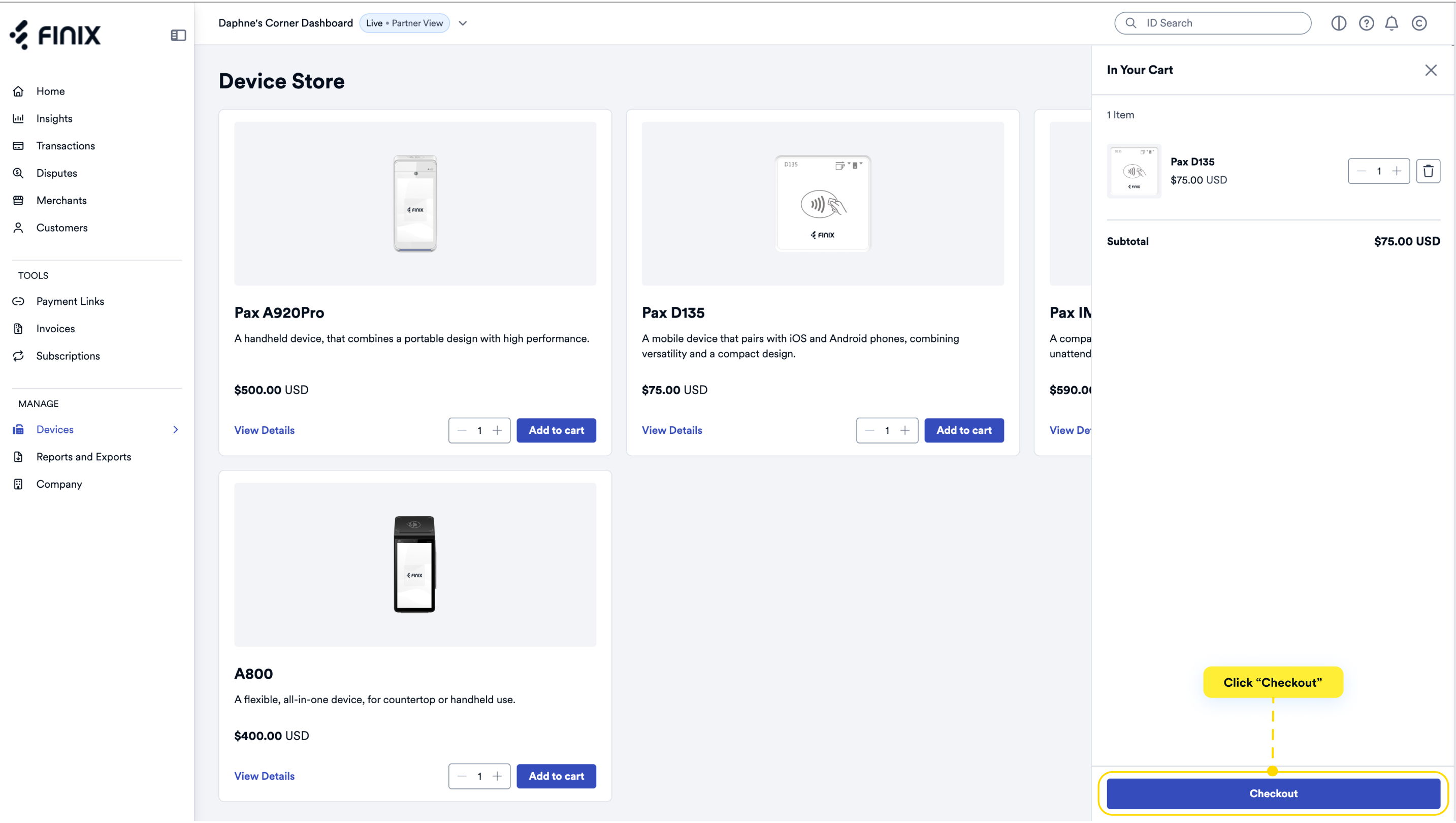Device Store - Checkout Button