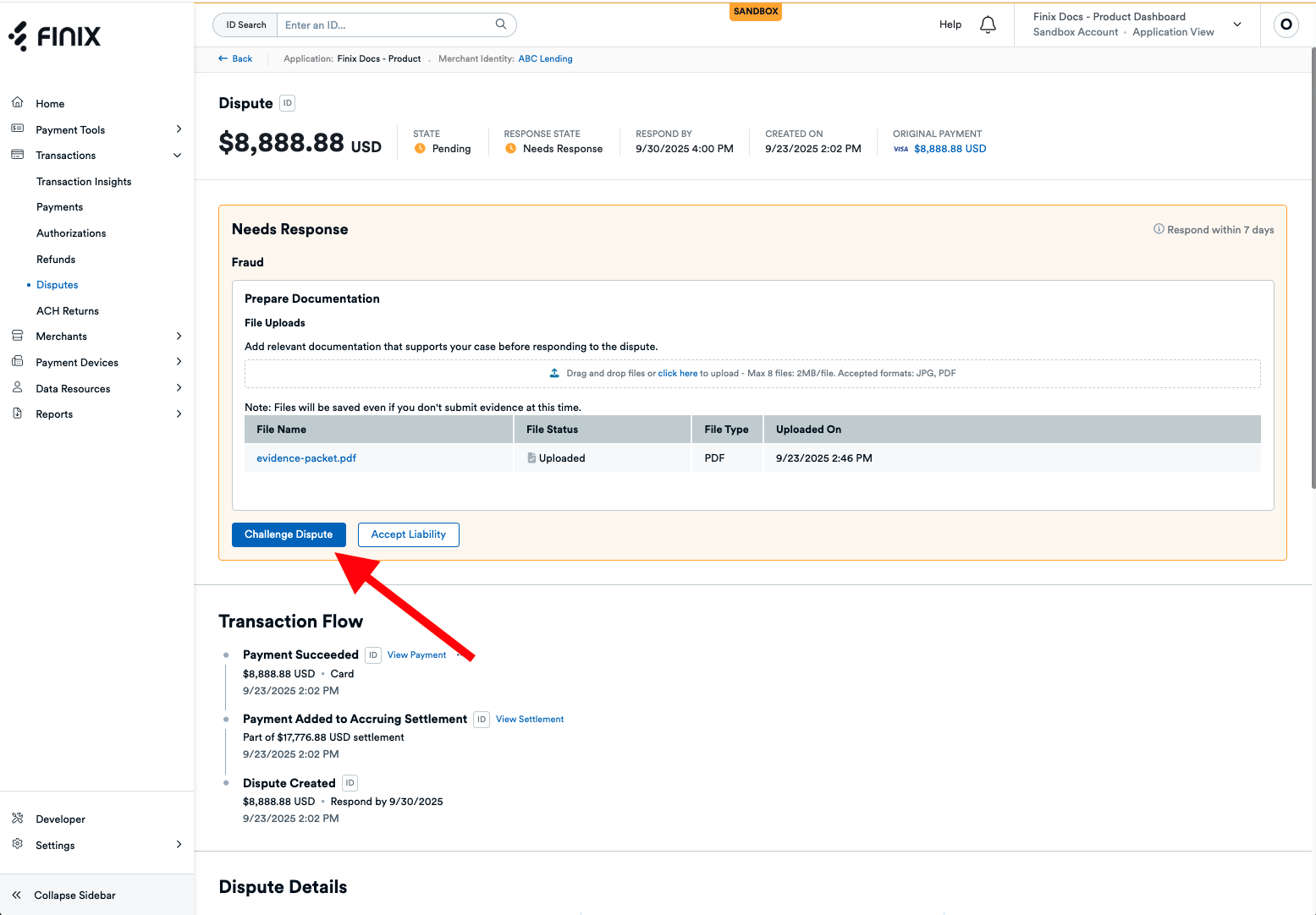 Disputes Challenge Button