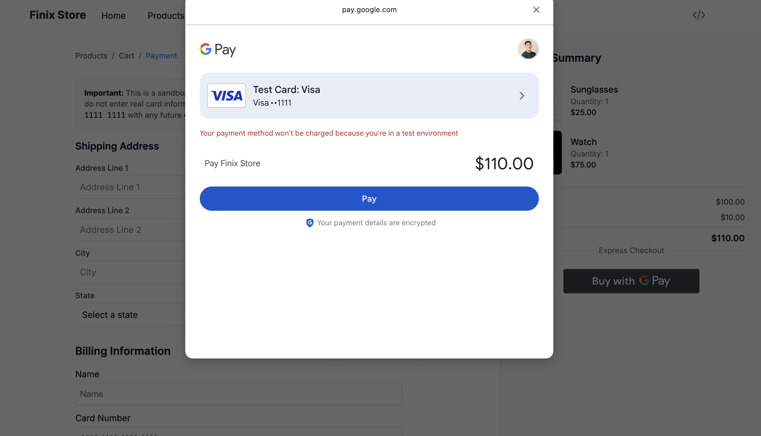 Google Pay Modal