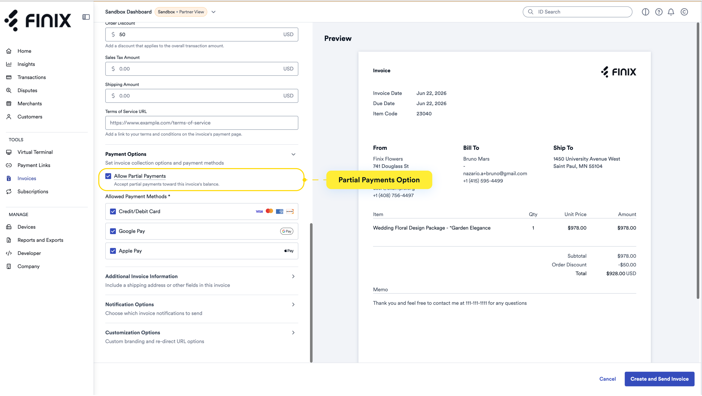 Payment Options - Partial Payments