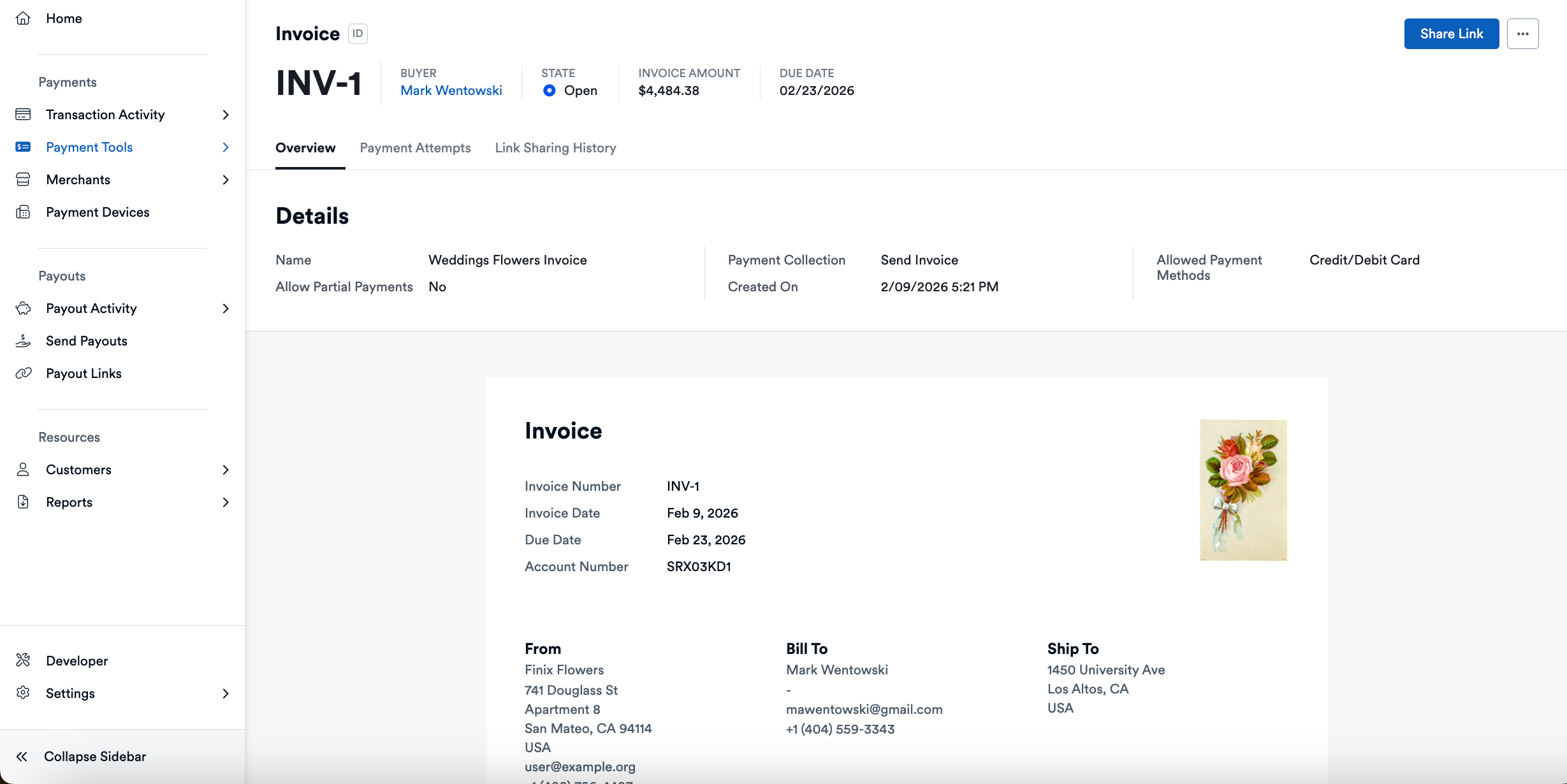 Invoice Details Page