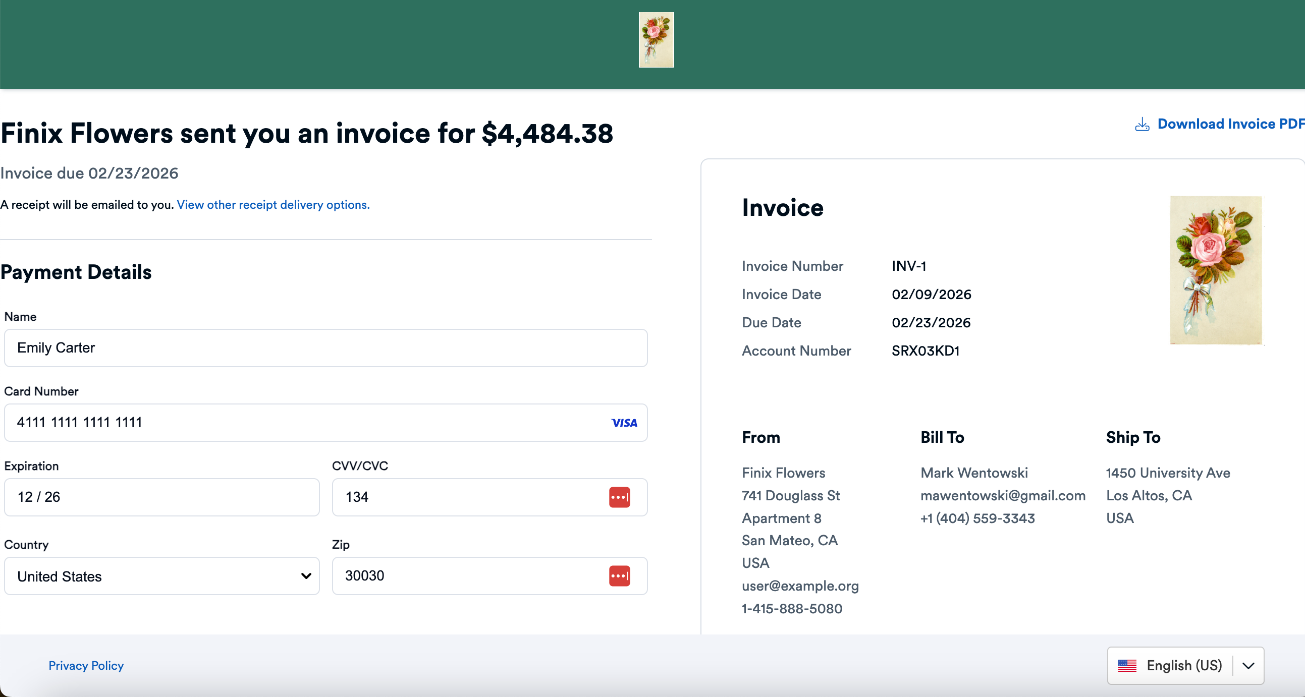 Invoice Payment Page