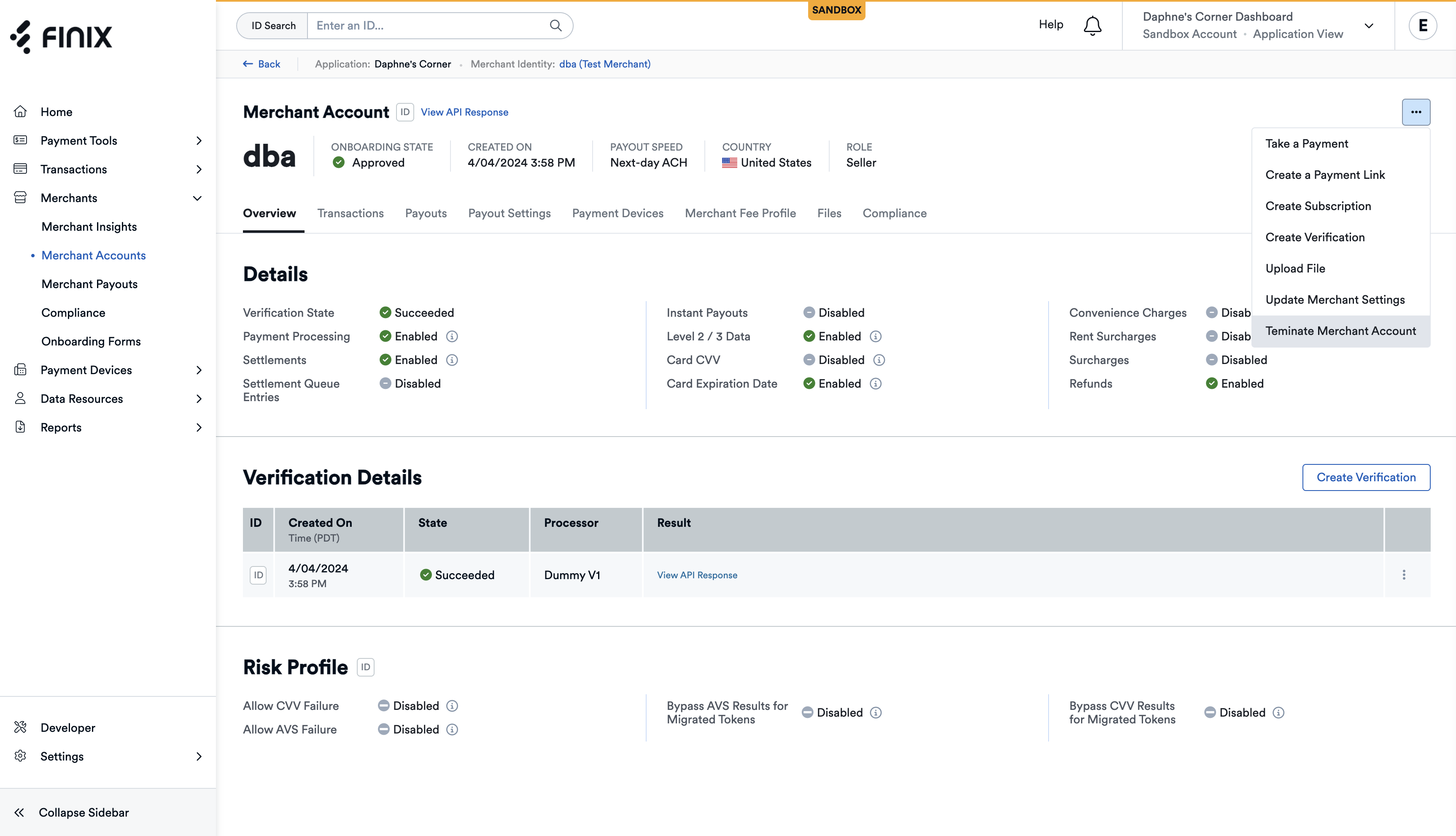 Merchant Detail Page