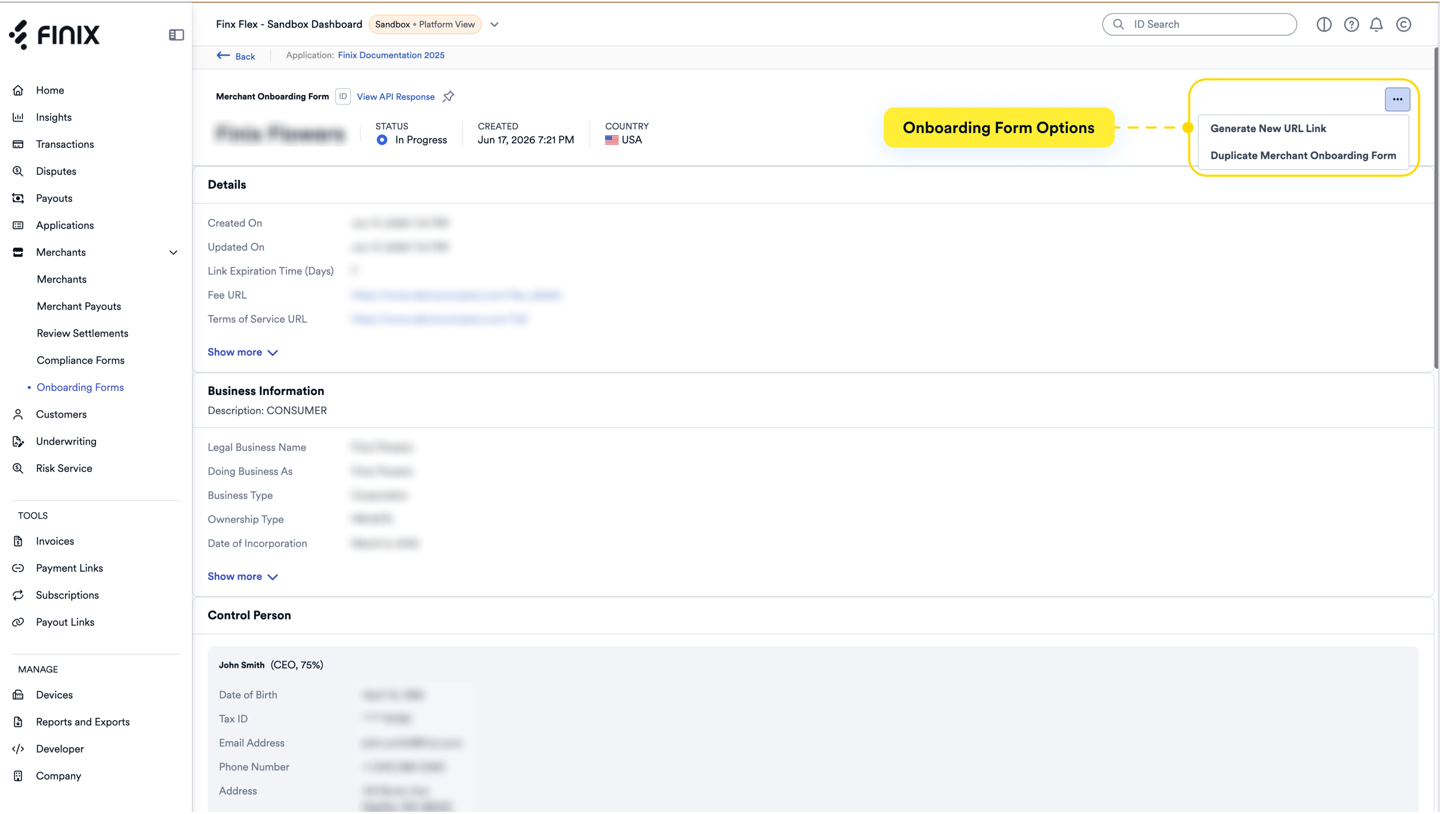 Dashboard Settings Onboarding Forms