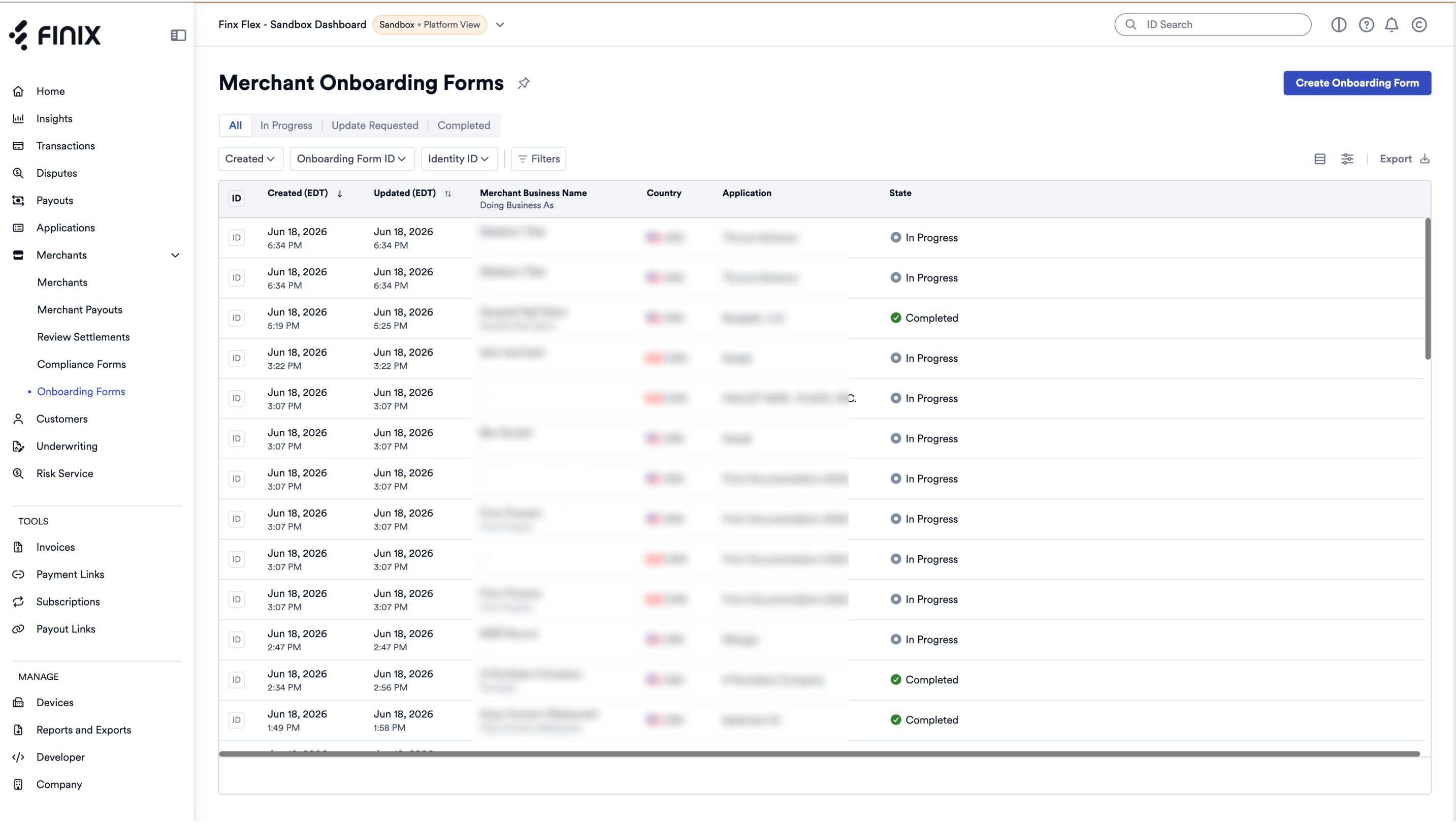 Dashboard Settings Onboarding Forms