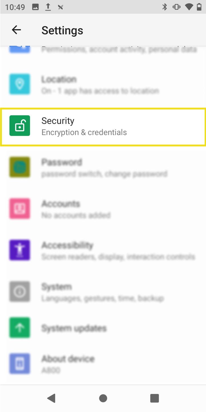 Pax A800 Security Settings