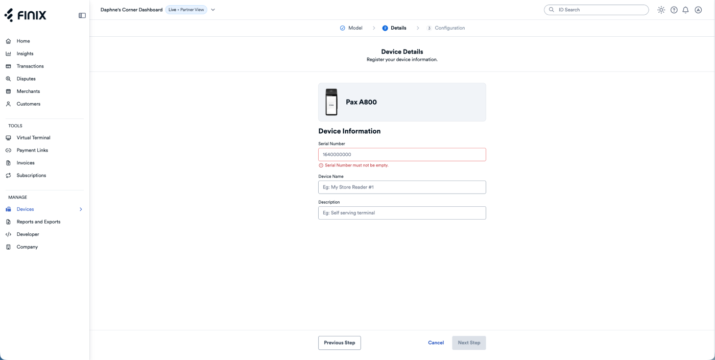 Payment Devices - Device Details