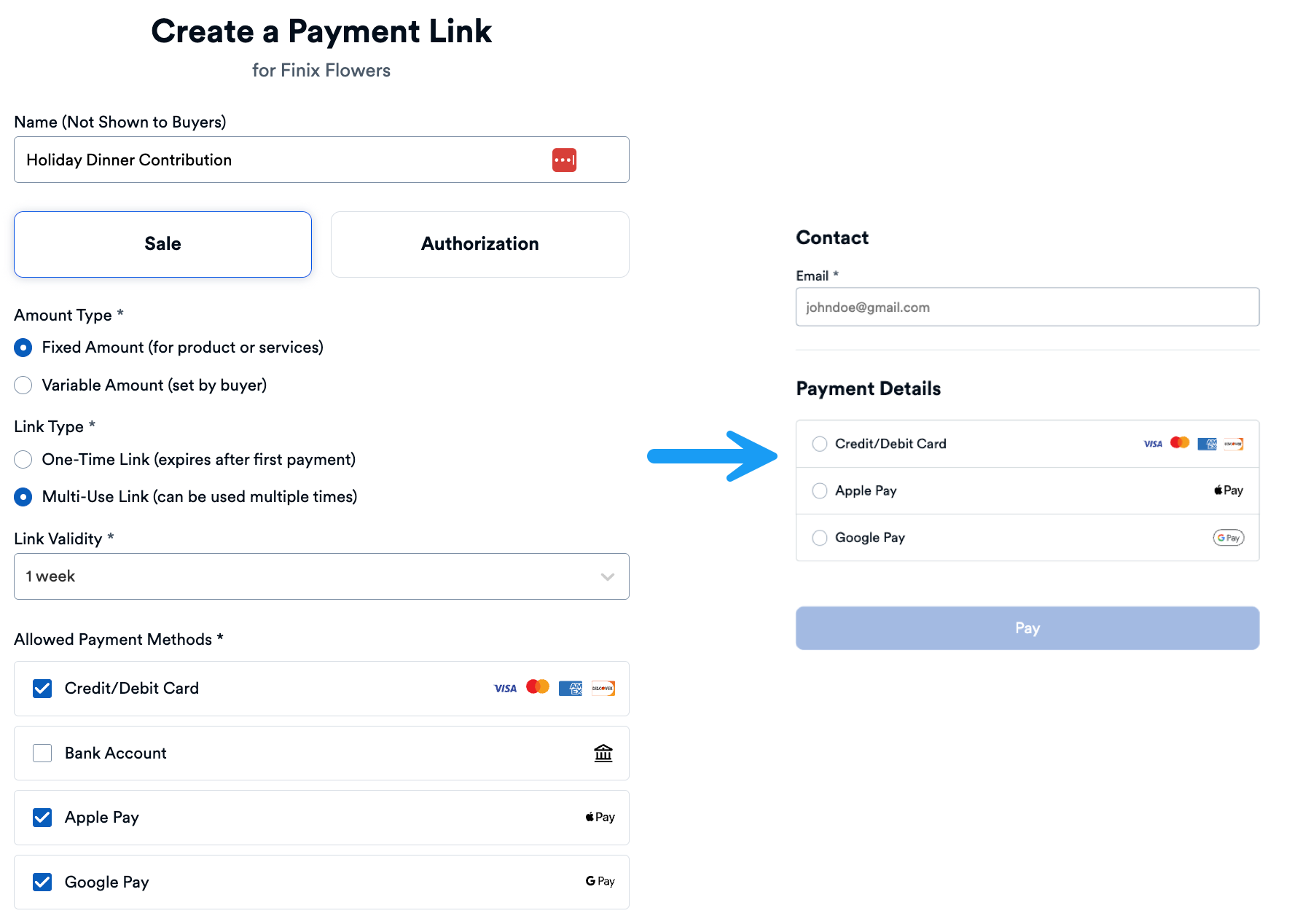 Basic Payment link Information
