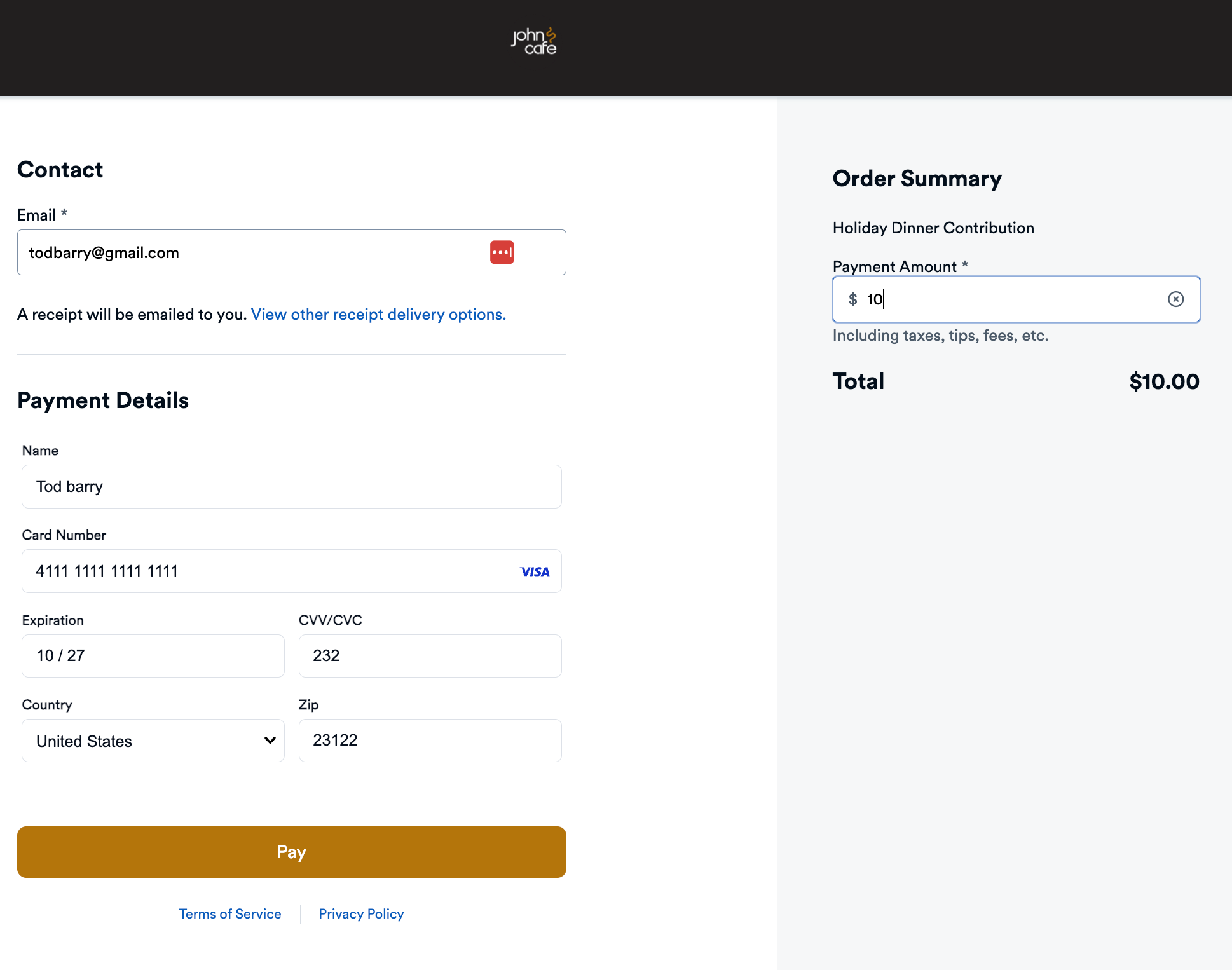 Payment Links Payment Page