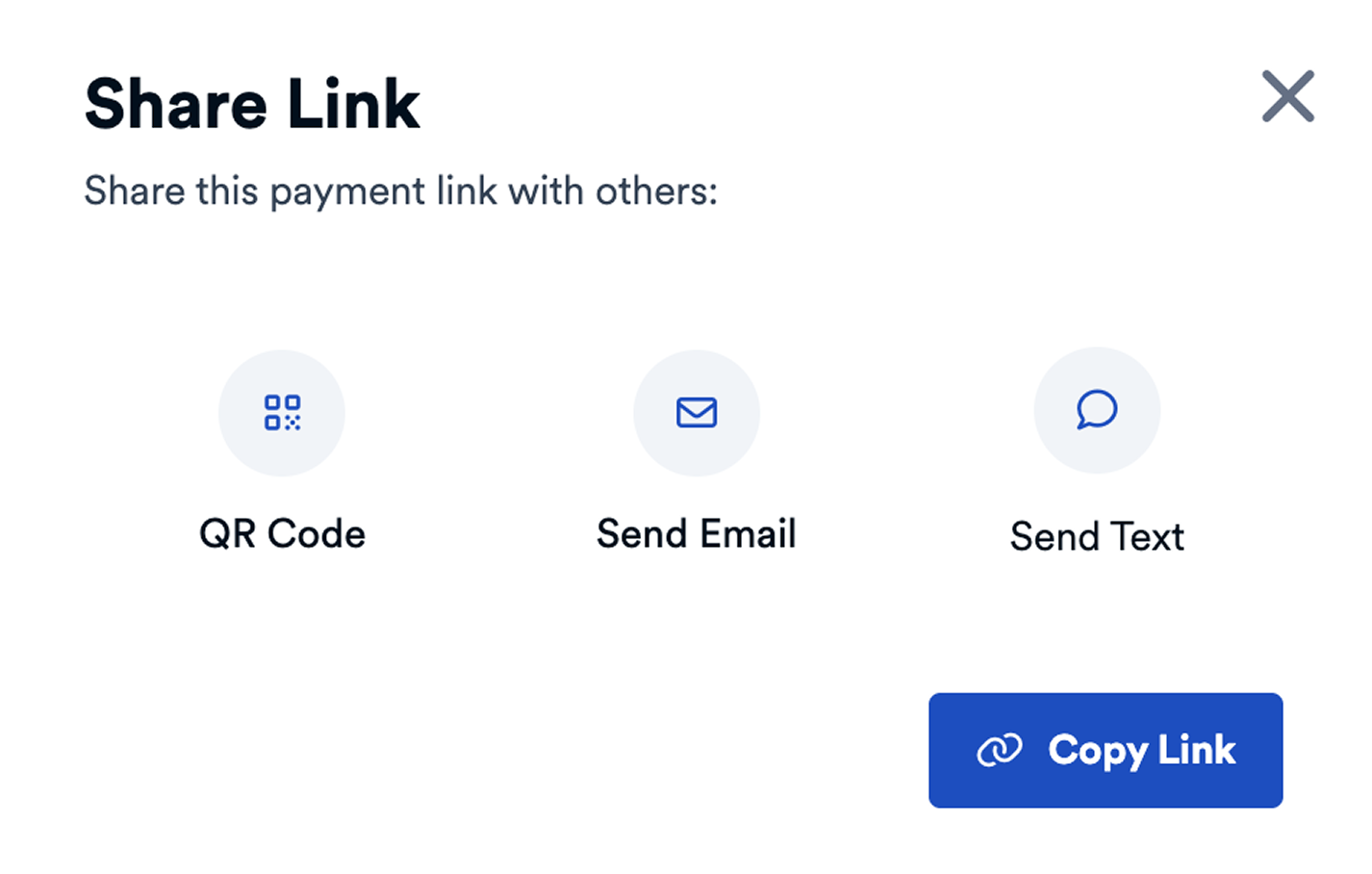 Payment Link Details Page Share Link Options