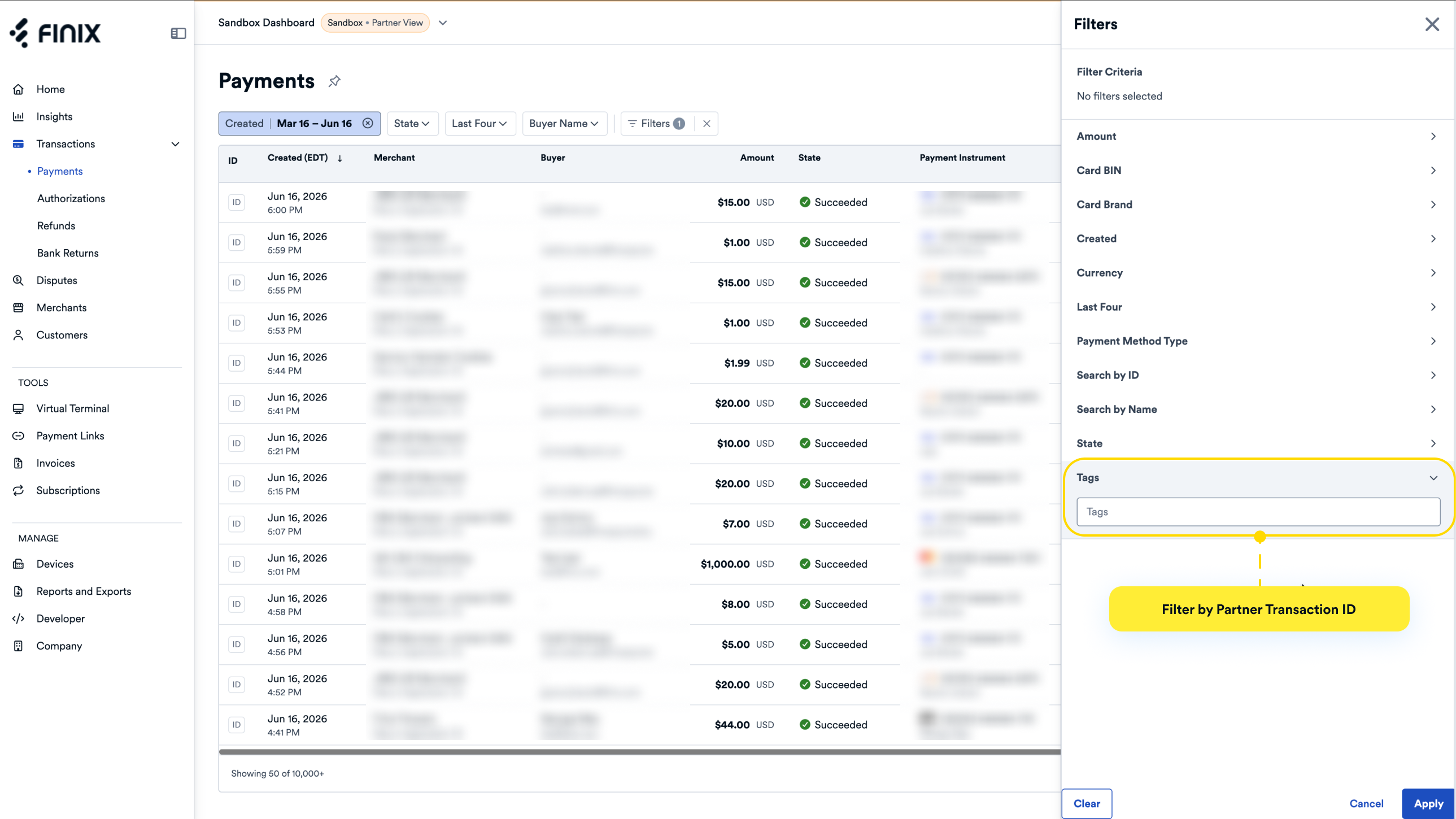 Filter Transaction