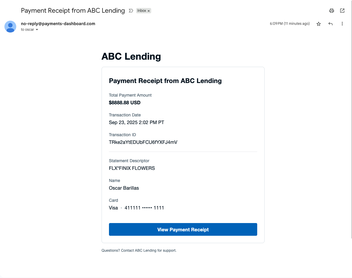 Receipt Example - Email