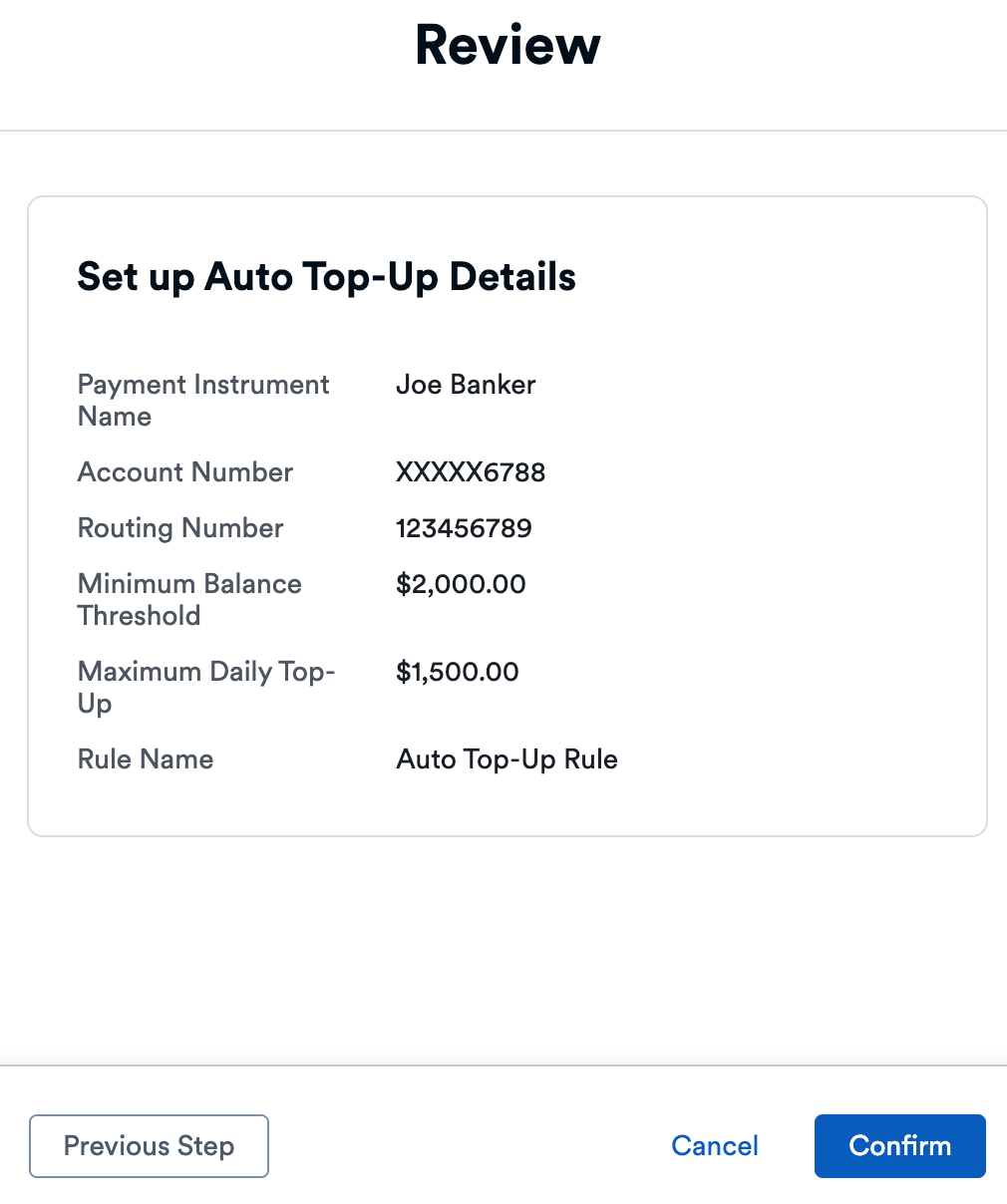 Review Auto Top Up Rule