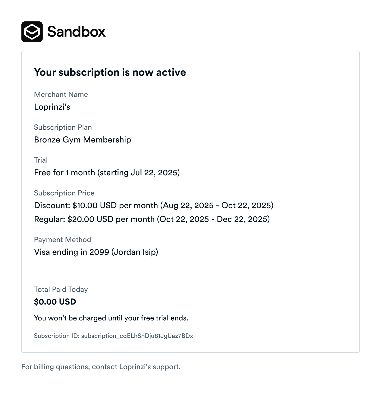 Subscription Confirmation