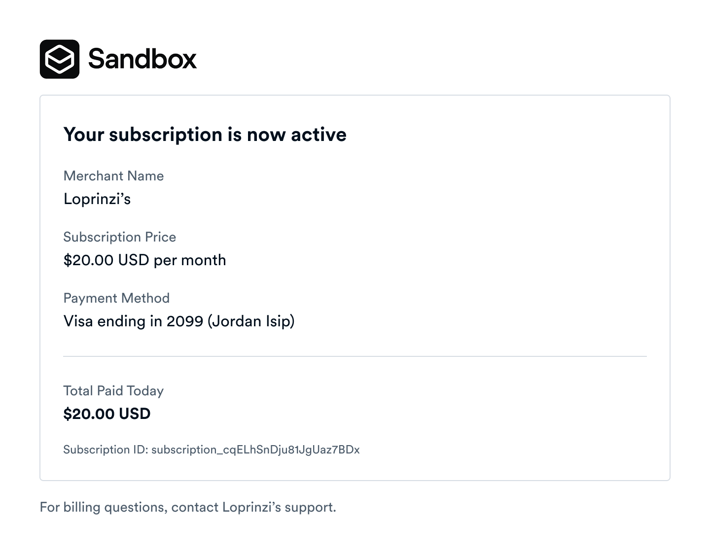 Subscription Confirmation