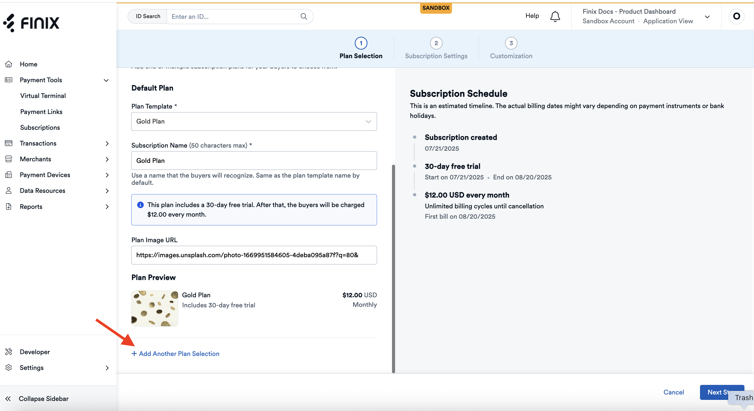 Subscriptions List Page