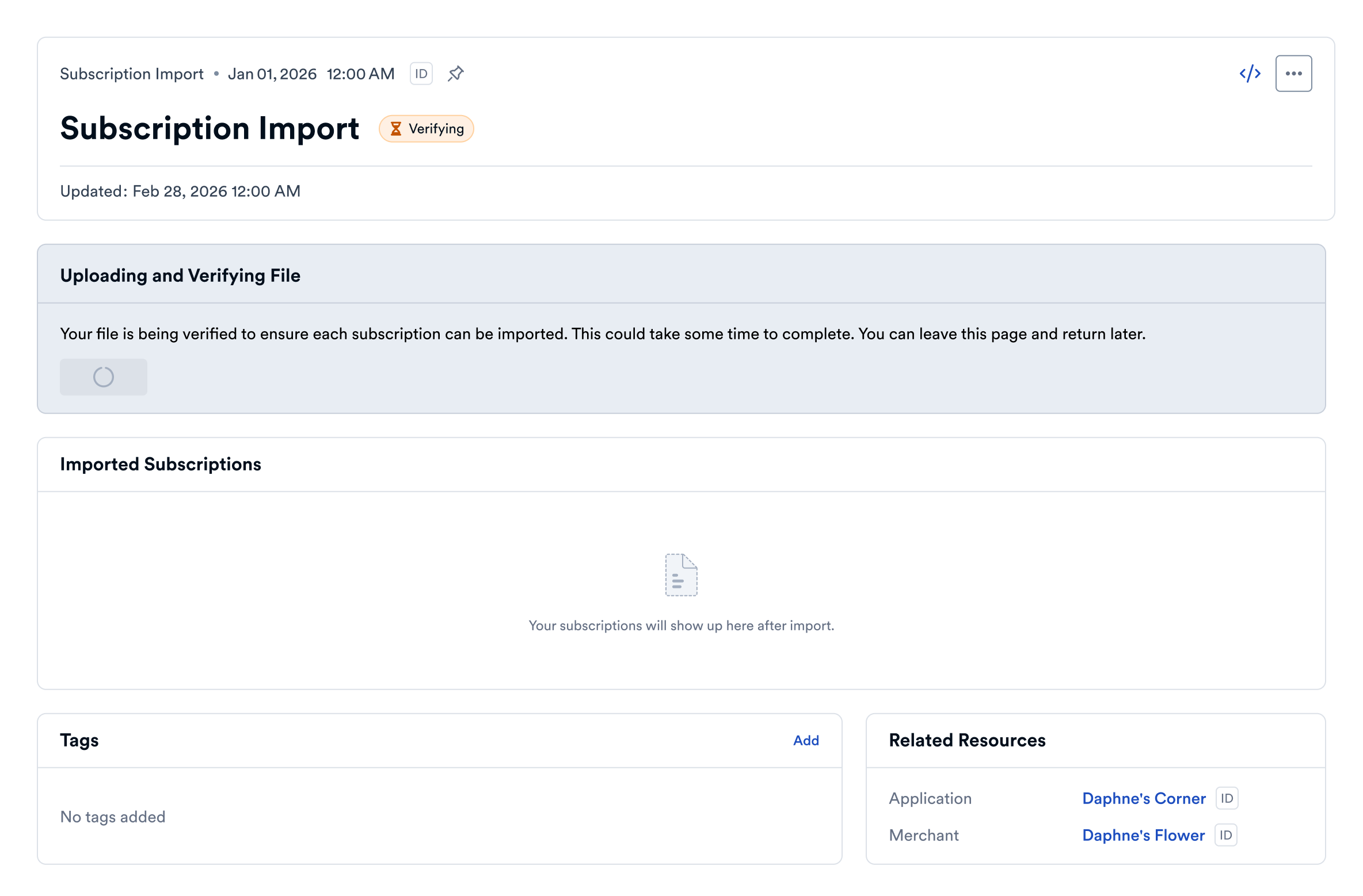 Subscription Import Page Verify File