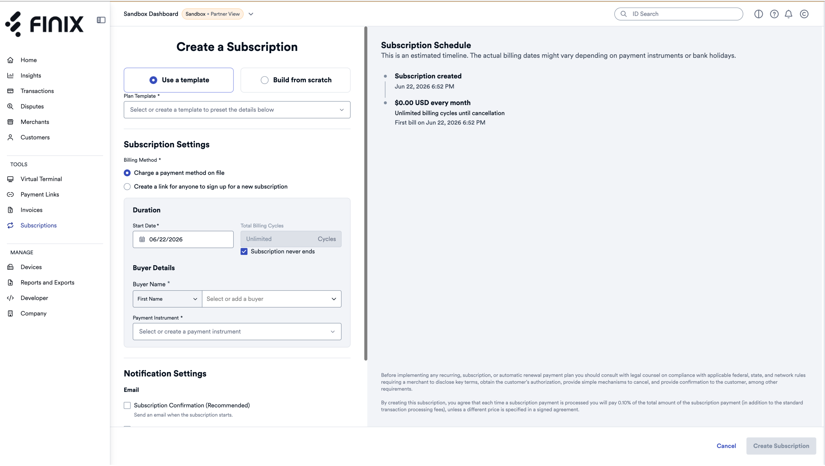 Create Subscriptions