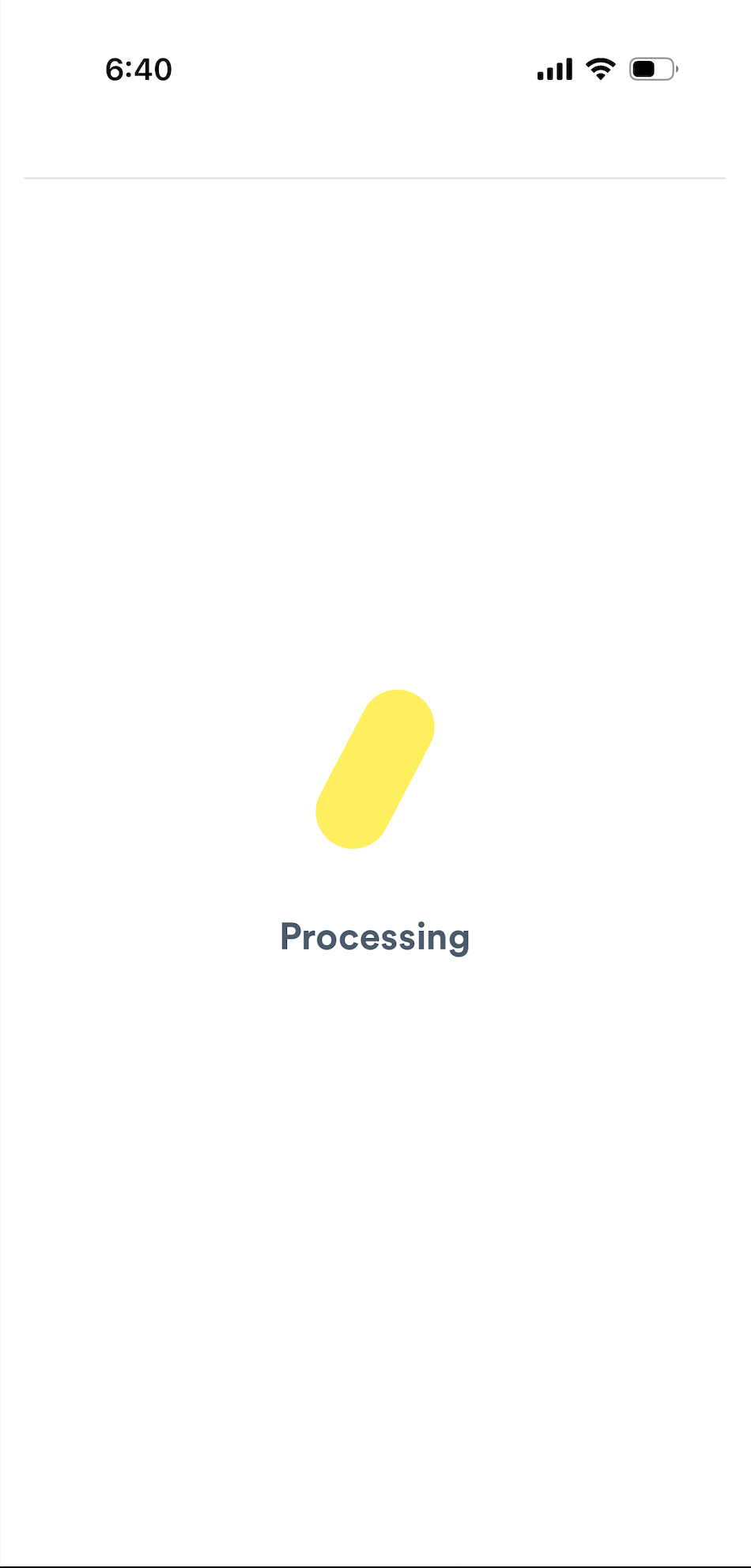 Finix Checkout iOS app processing screen while the Tap to Pay transaction is being submitted