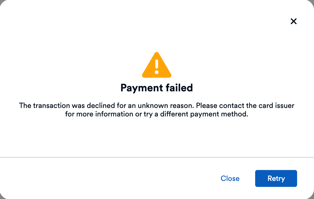 Payment App - Payment Failed
