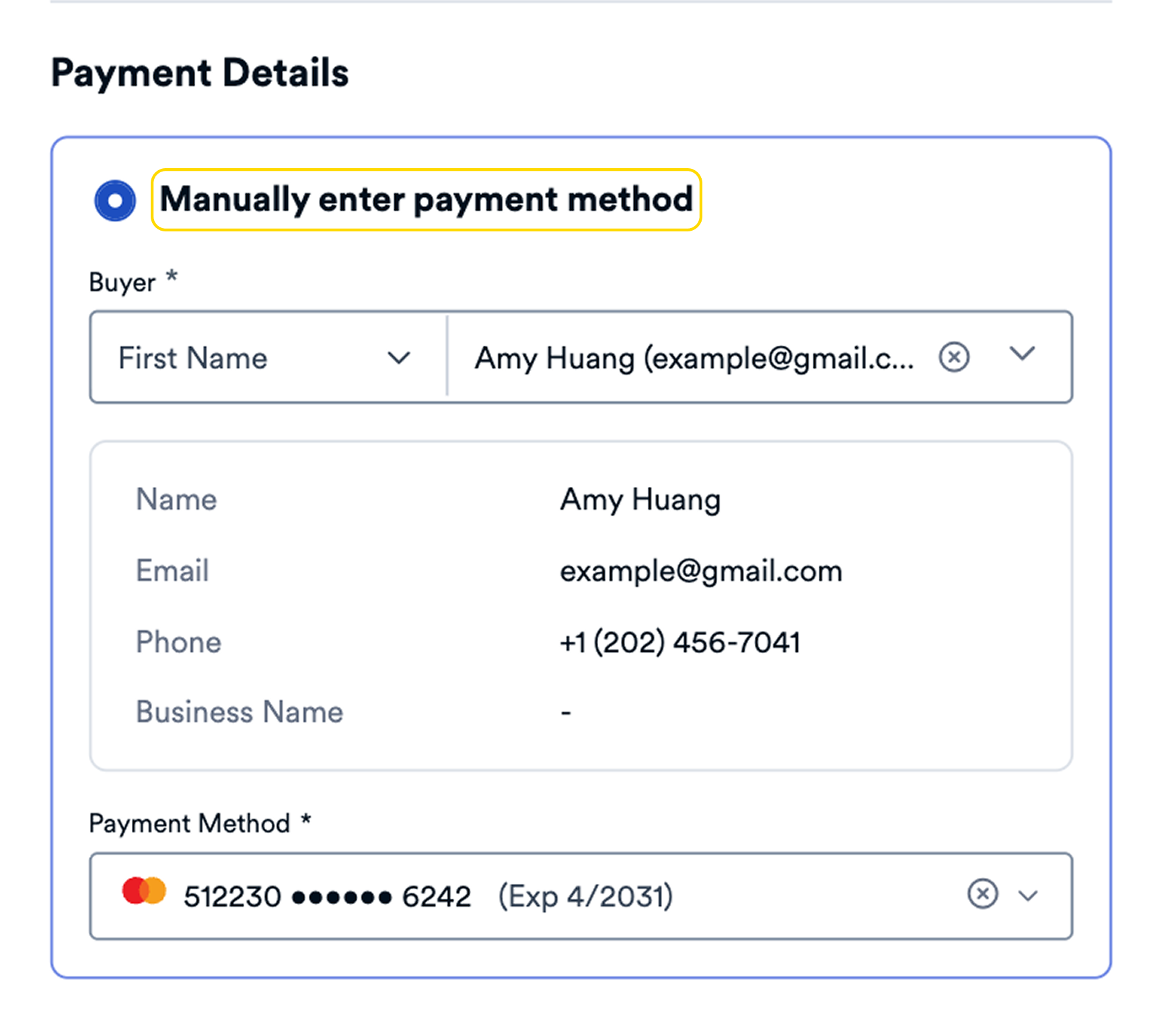 Virtual Terminal - Manually Enter Payment Details