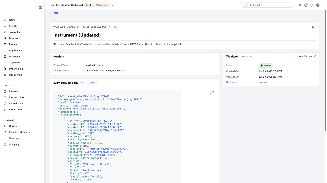 Webhook Logs List
